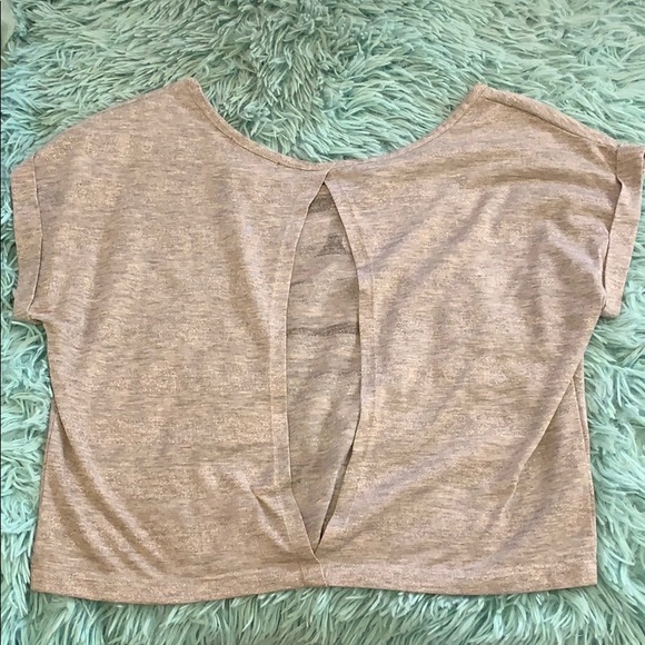 Material Girl Gray Top with Open Back - Picture 3 of 4